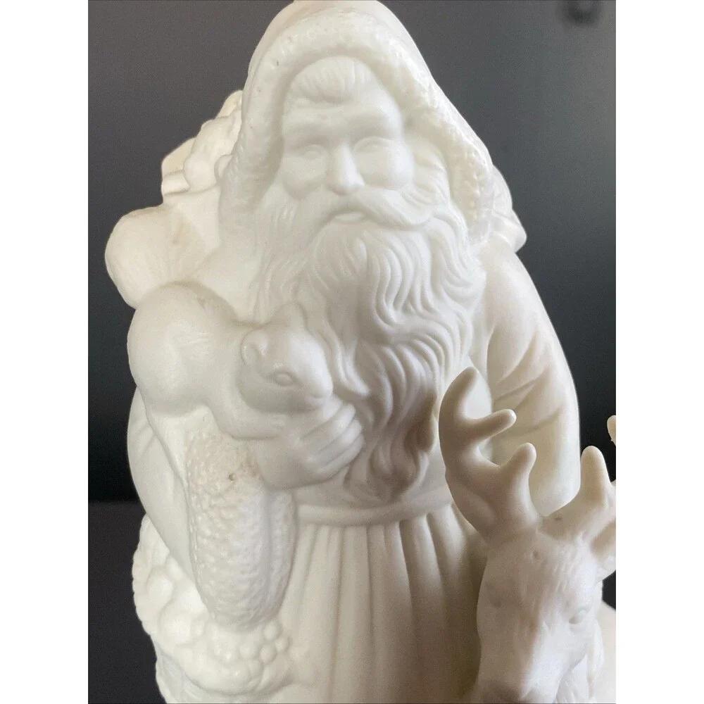 Vintage Santa w/ Reindeer Christmas Light Bisque 9